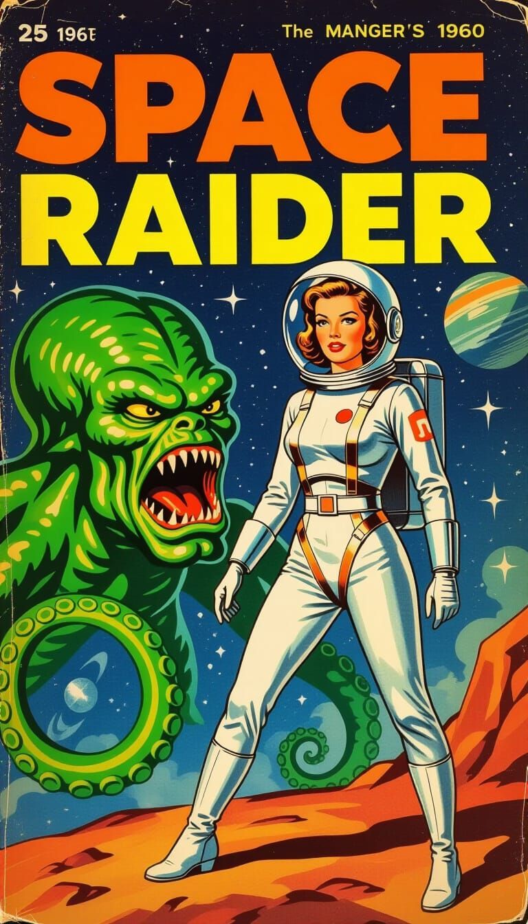 Retro Sci-Fi Magazine Cover: Space Raider
