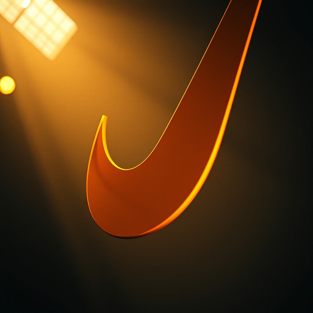 Dramatic Nike Swoosh in Golden Cinematic Light