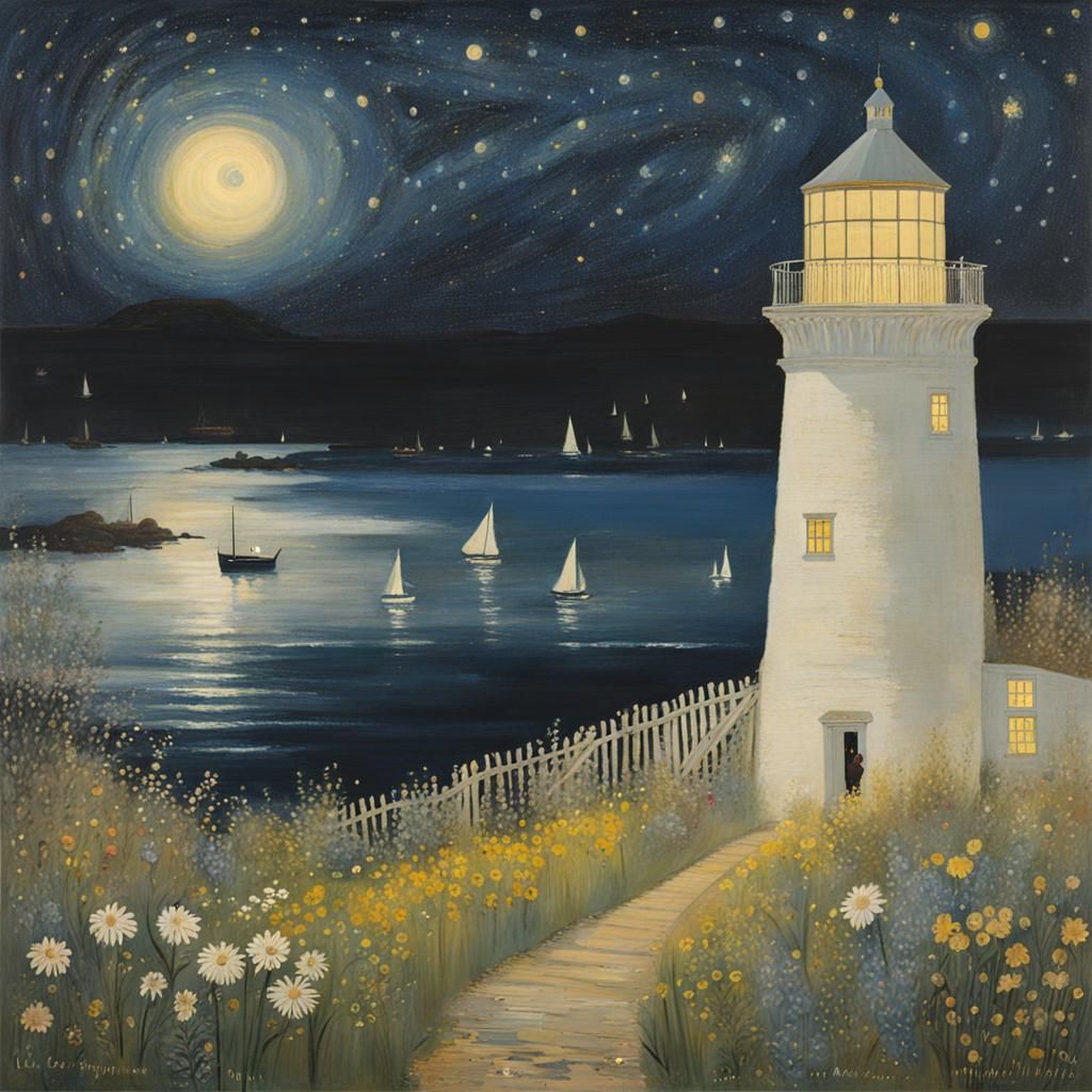 Lighthouse Radiates Warmth Under Twilight Skies