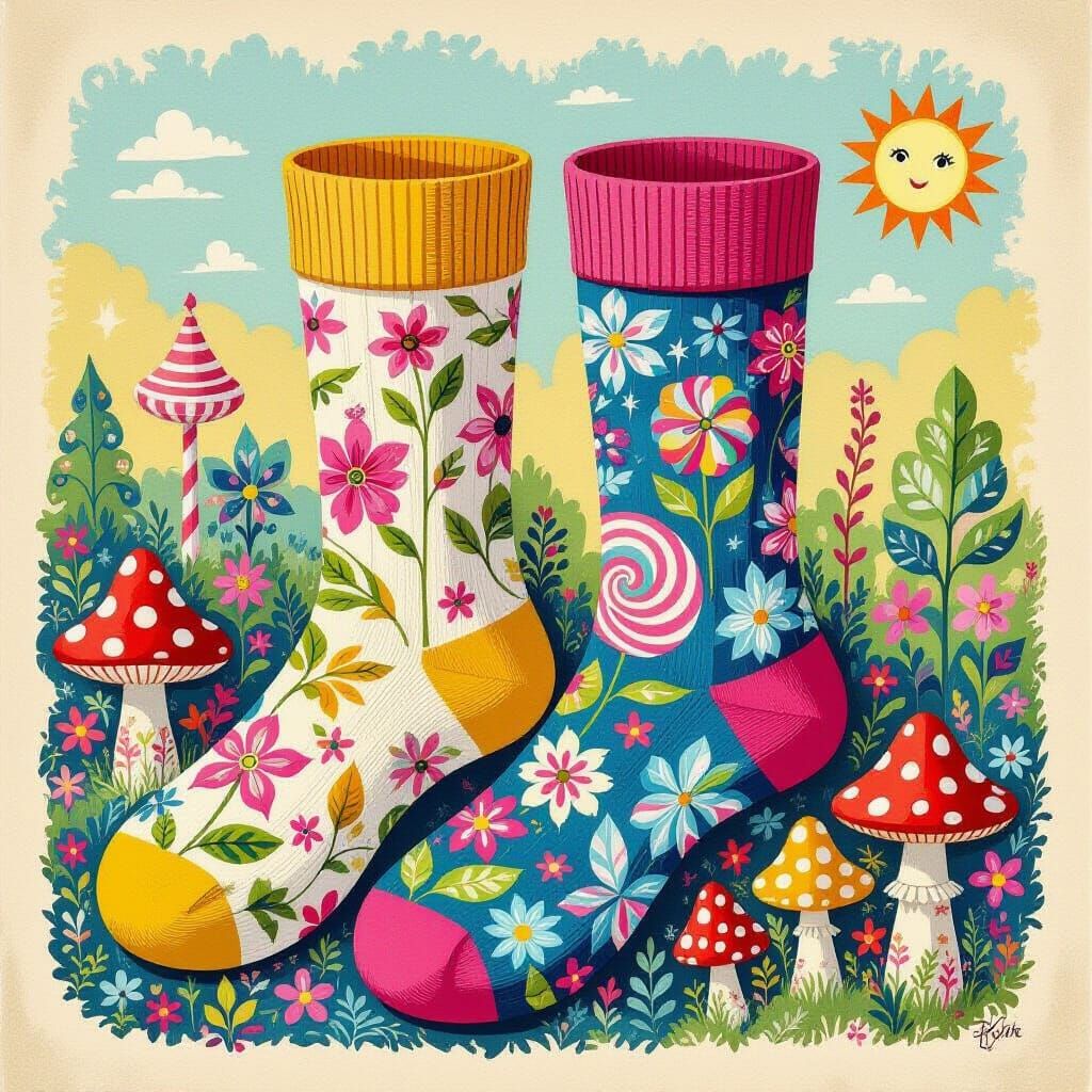 Whimsical Socks in a Candy Wonderland, Eclectic Art
