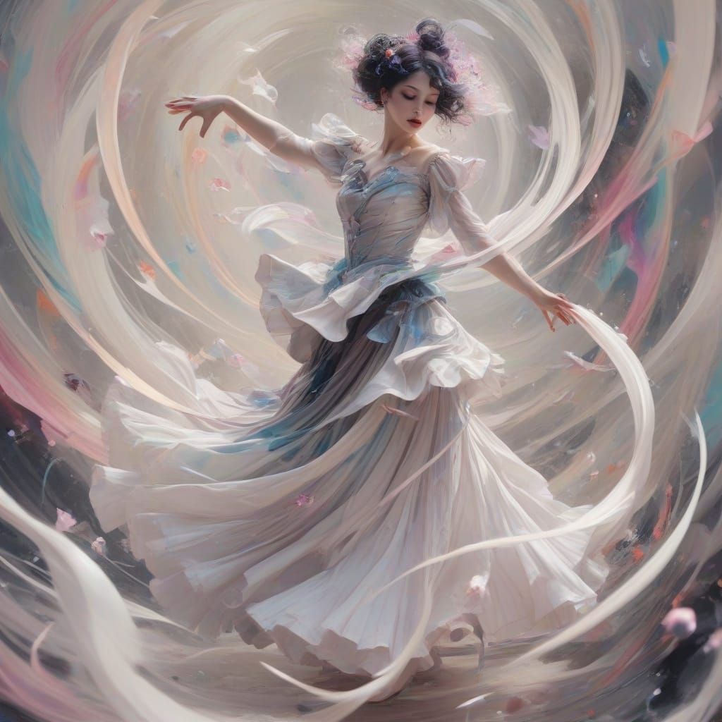 Ethereal Dance of Light in Cyberpunk Dreamscape