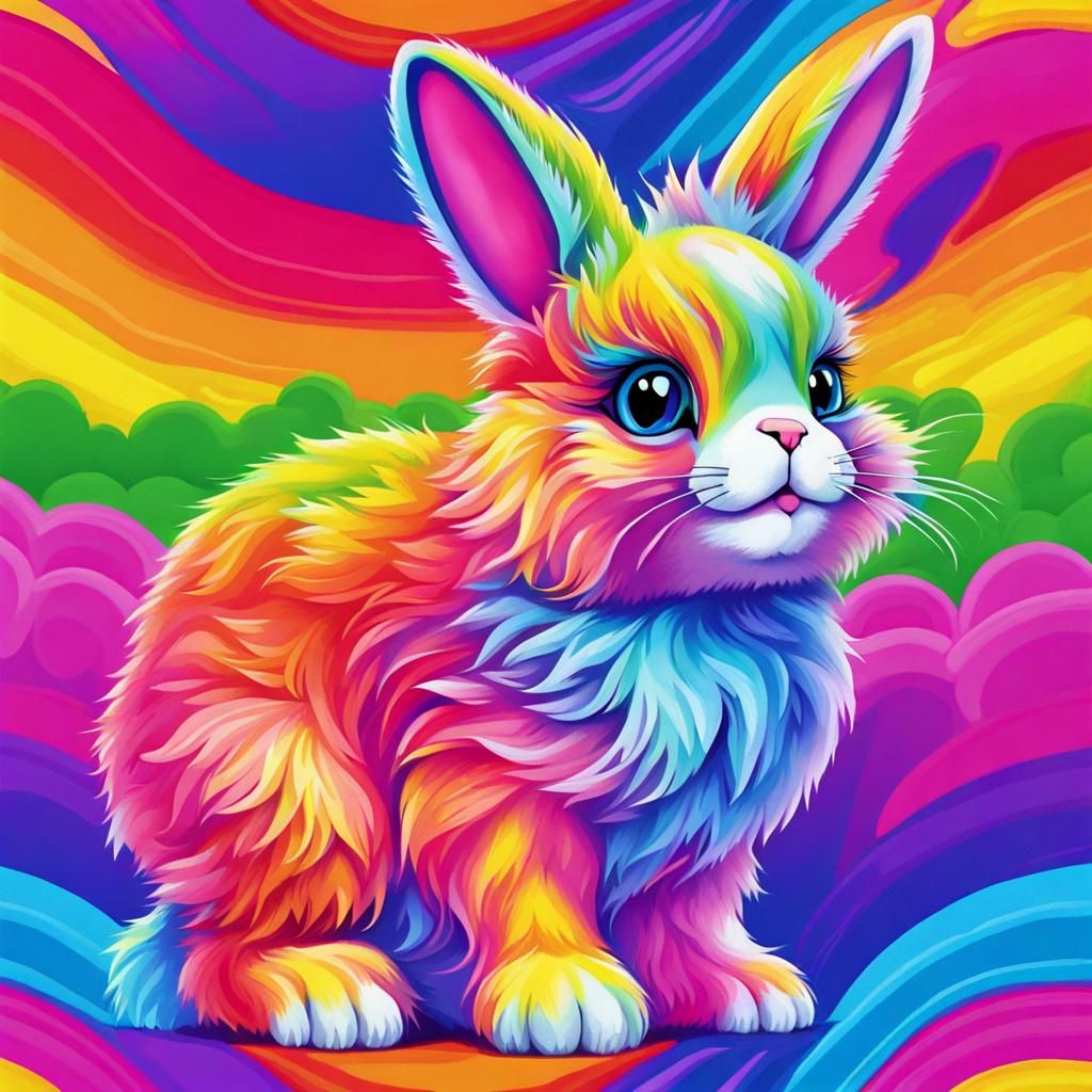 Rainbow Bunny 1/2 ~ Lisa Frank inspired
