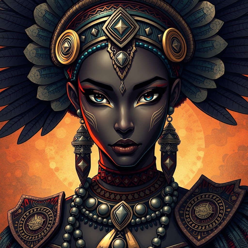 Aztec Woman in Manga Style with Intricate Details