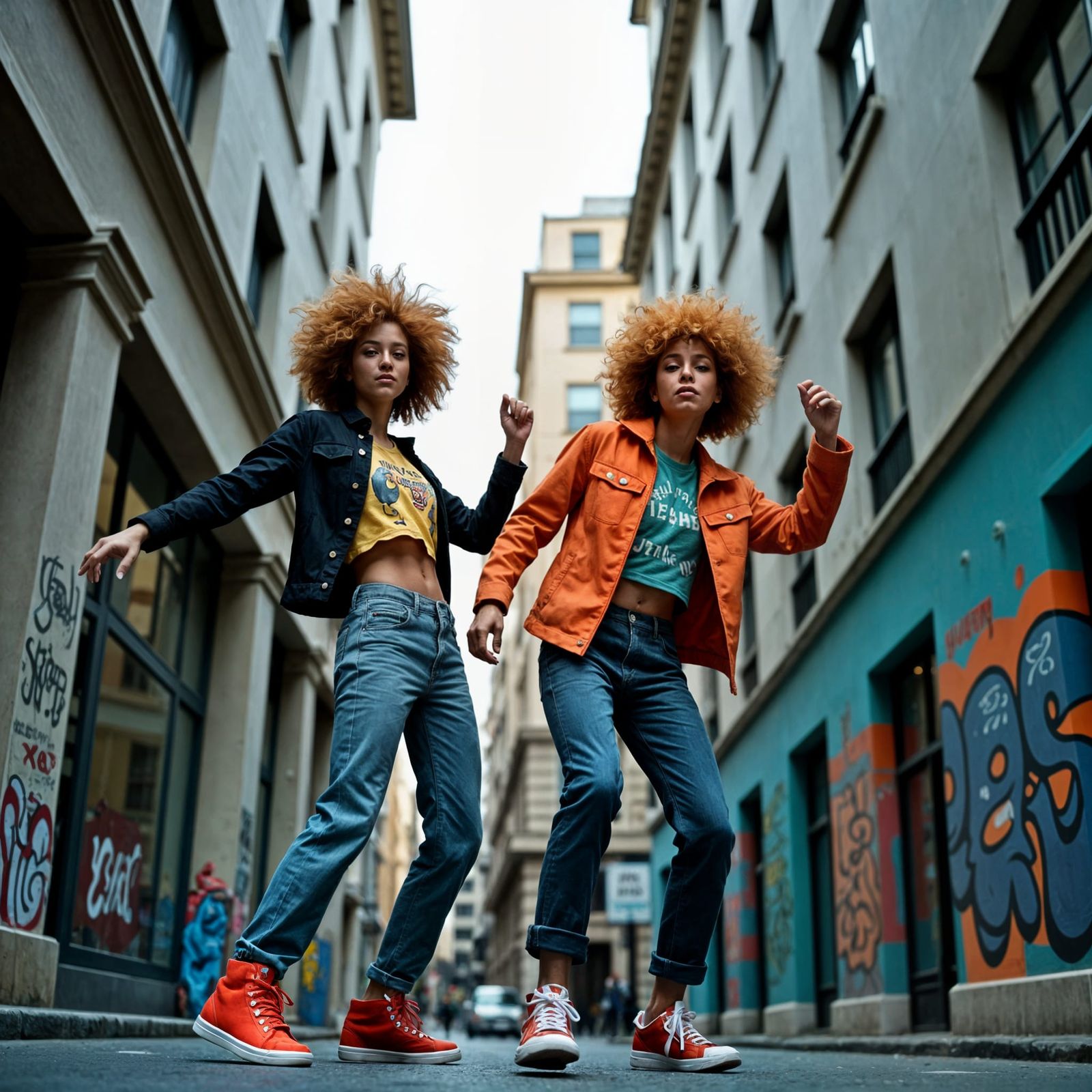 Dynamic Ginger Hip Hop Dancers Street Performance