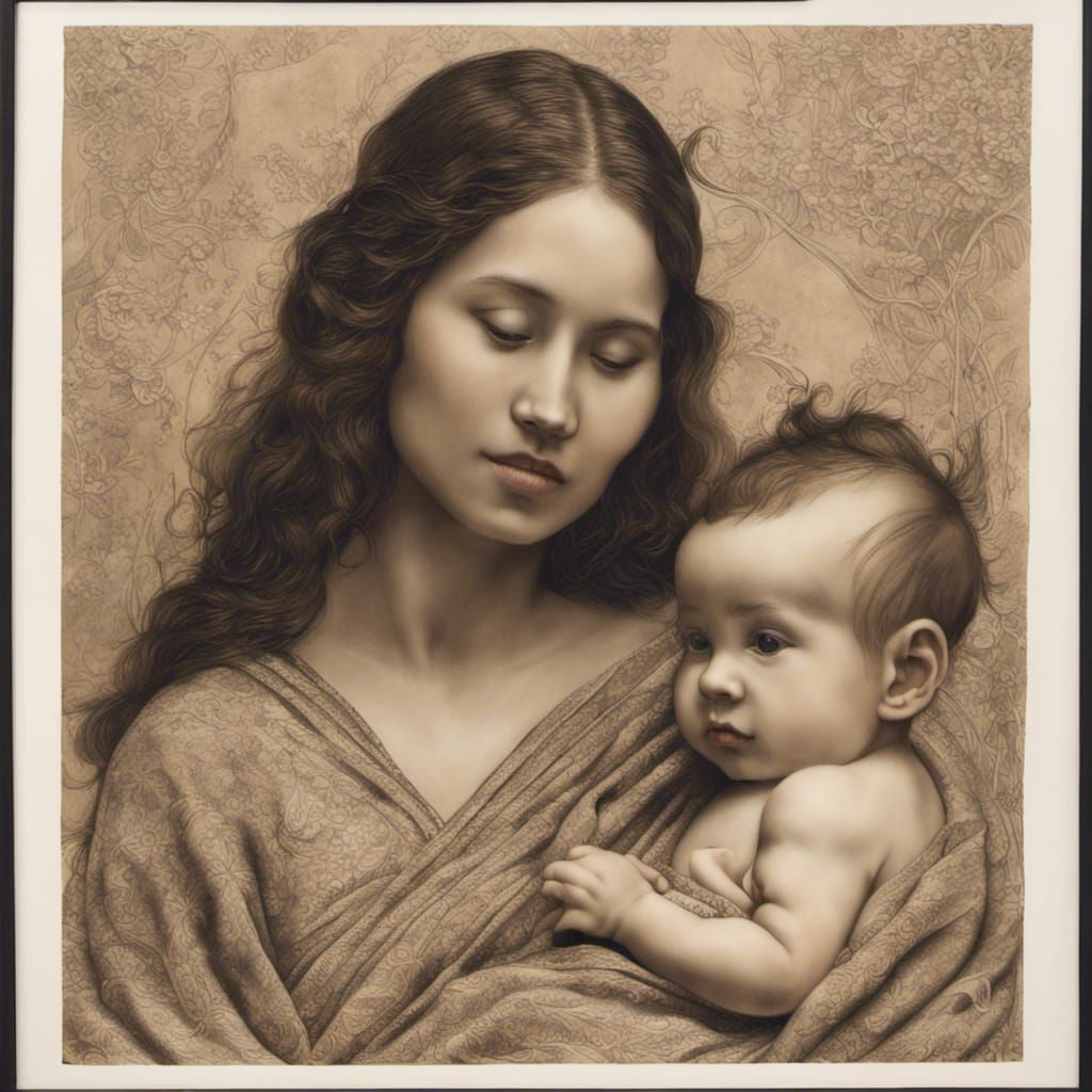 Mother and Baby Breastfeeding: Hyperrealistic Image