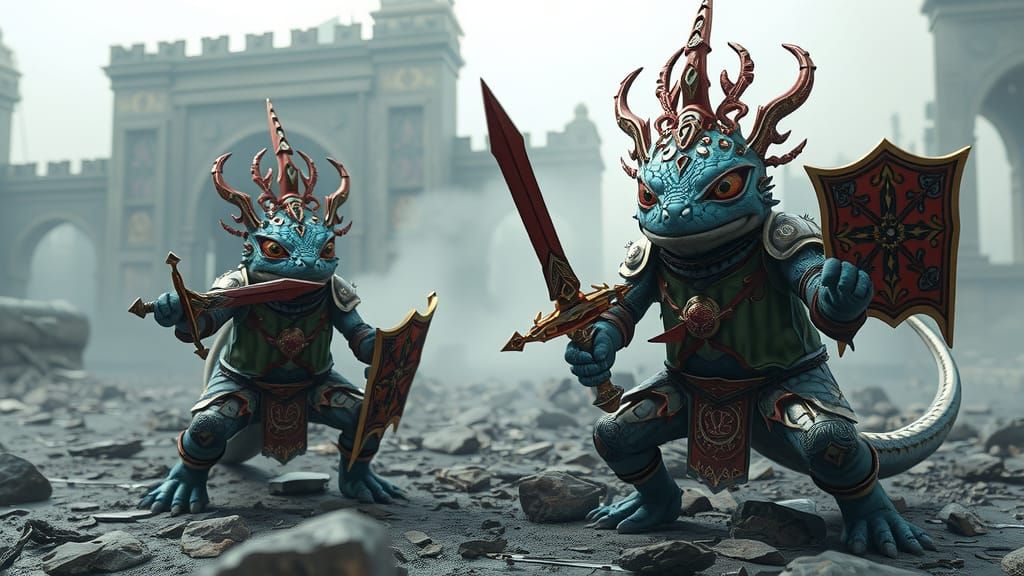 Axolotls in Epic Anime-Inspired Battle Armor