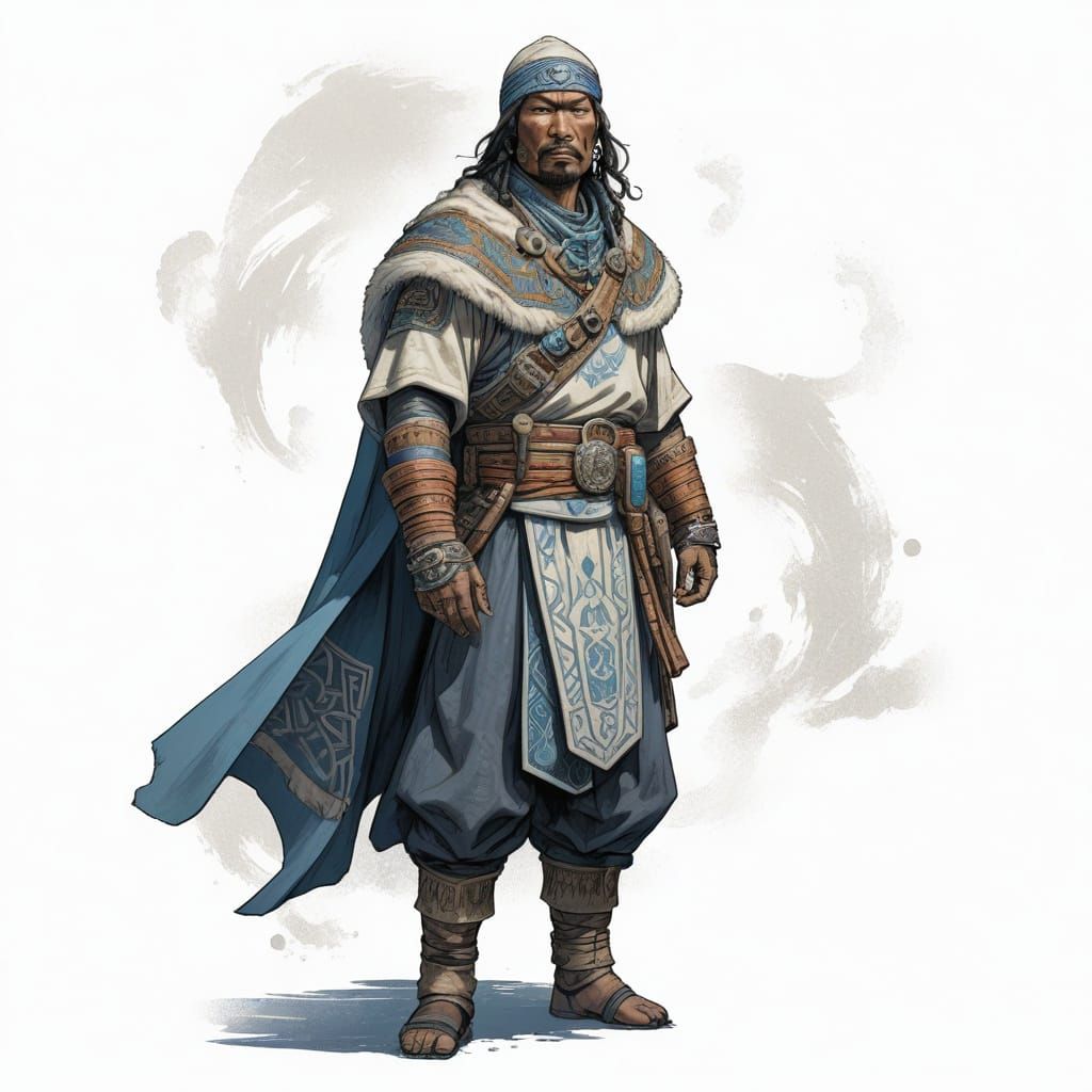 Futuristic Inuit Warrior in Mongol Egyptian Attire
