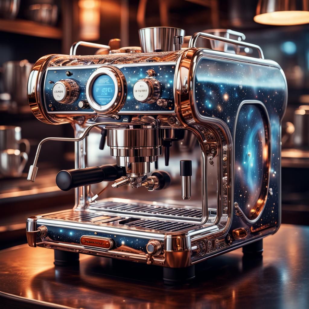 Cosmic Fantasy Coffee Machine in Peter Elson Style