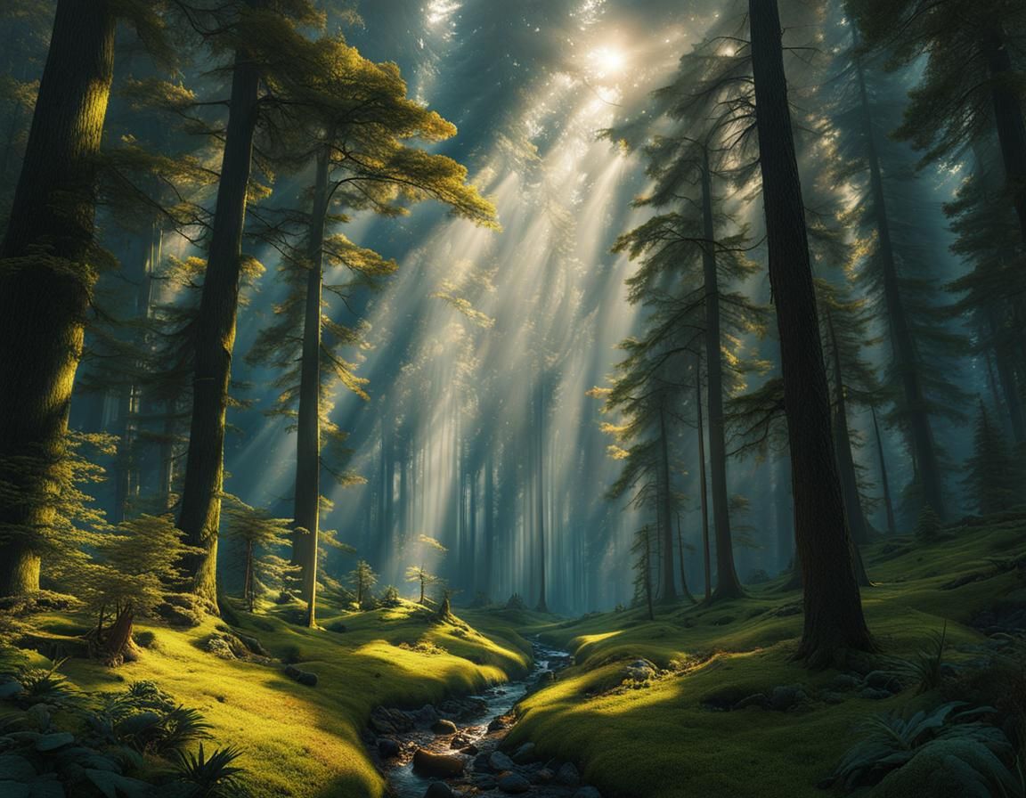 Surreal Landscape Collage with Enchanted Forest