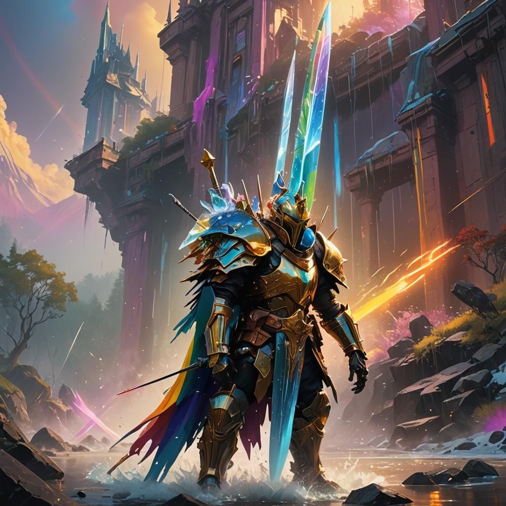 Rainbow Crystal Sword in Golden Light