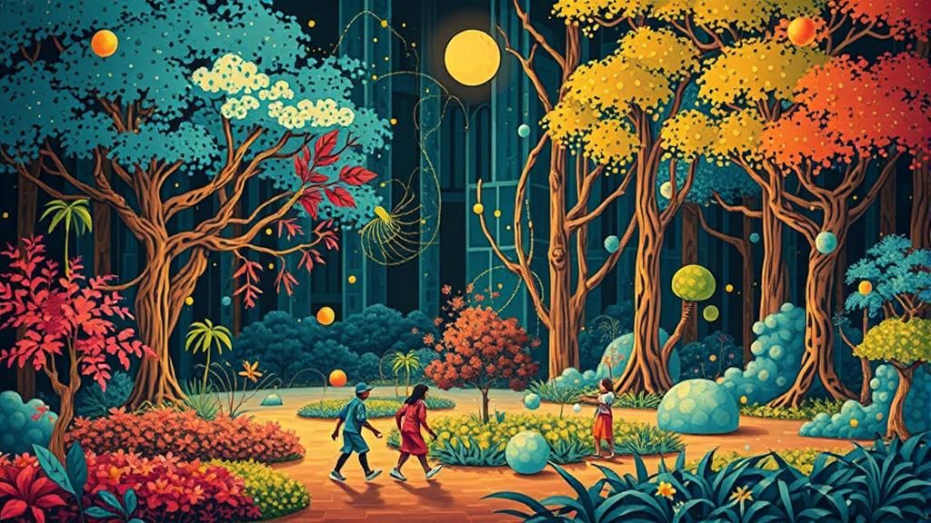 Surreal Kaleidoscopic Garden in Takashi Murakami Style