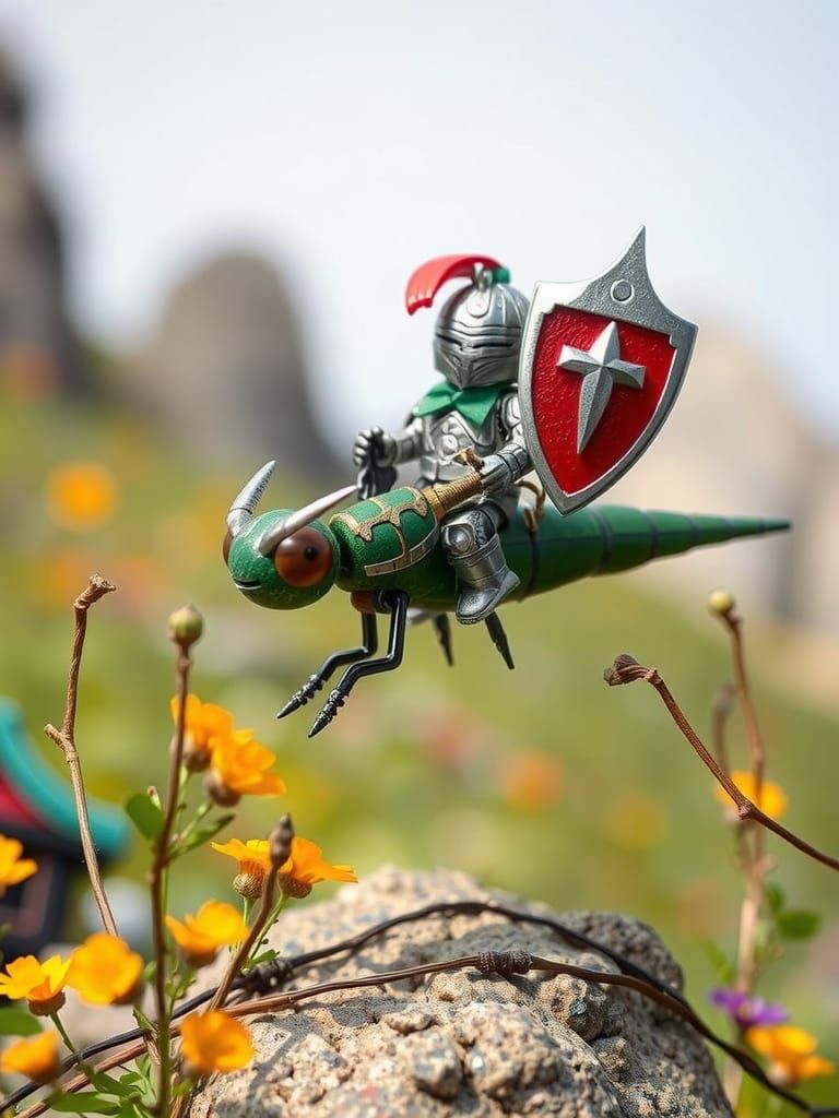 Mini Knight Riding a Majestic Dragonfly