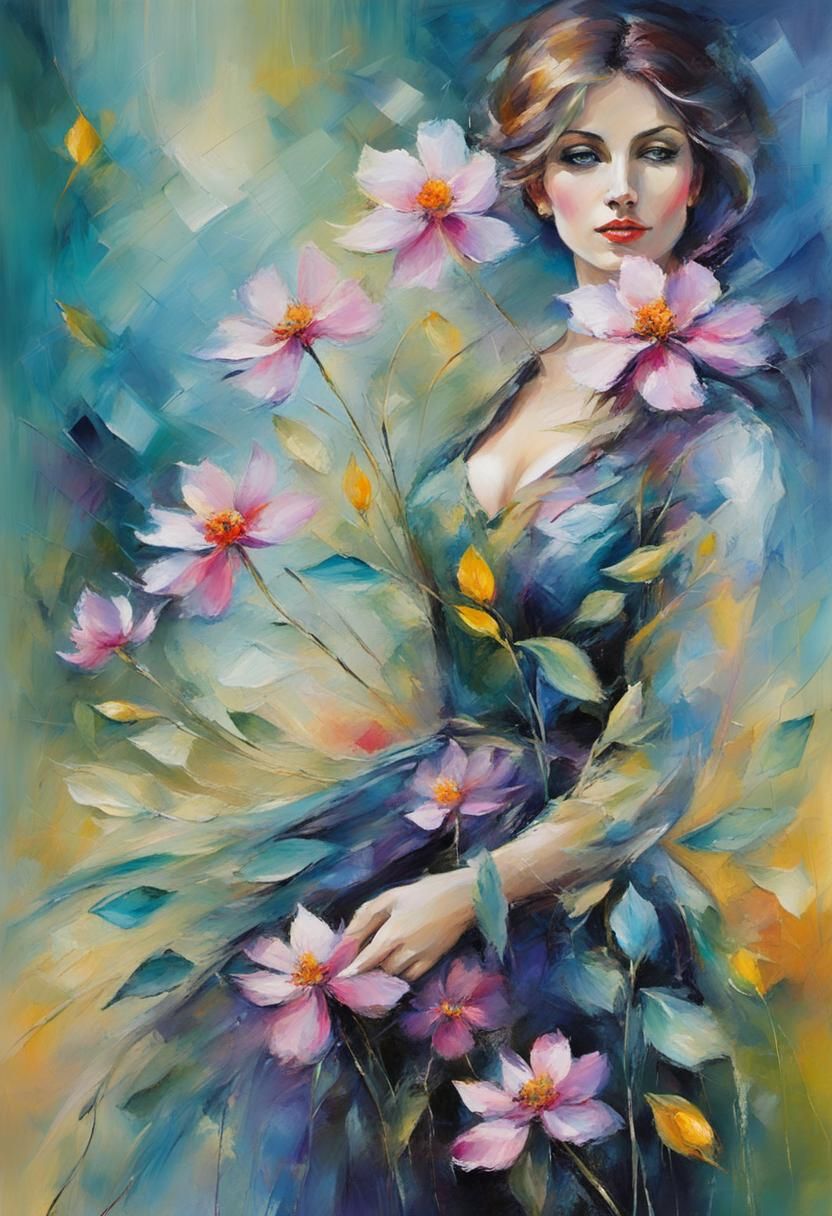 Textured Expressionist Painting in Neo-Impressionism Style