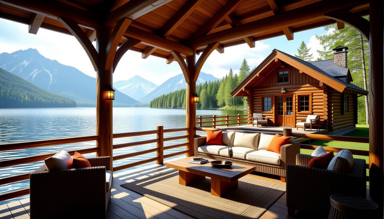 Ultrarealistic Rustic Cabin on Lake: A Masterpiece