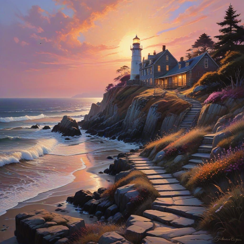 Warm Winter Sunset by the Seaside