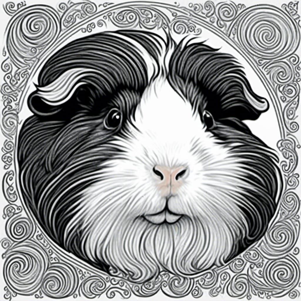 Hand-Drawn Guinea Pig with Doodle Art Notations
