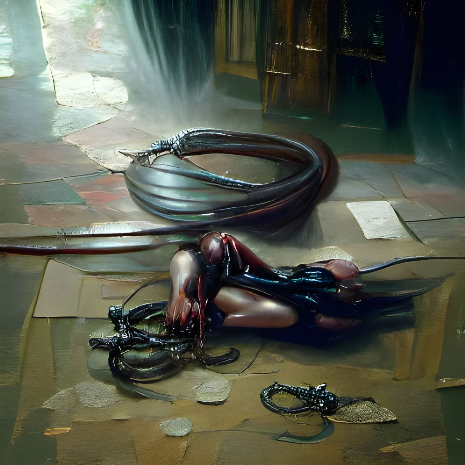 Sinister Punishment with Whips: An Oil Painting