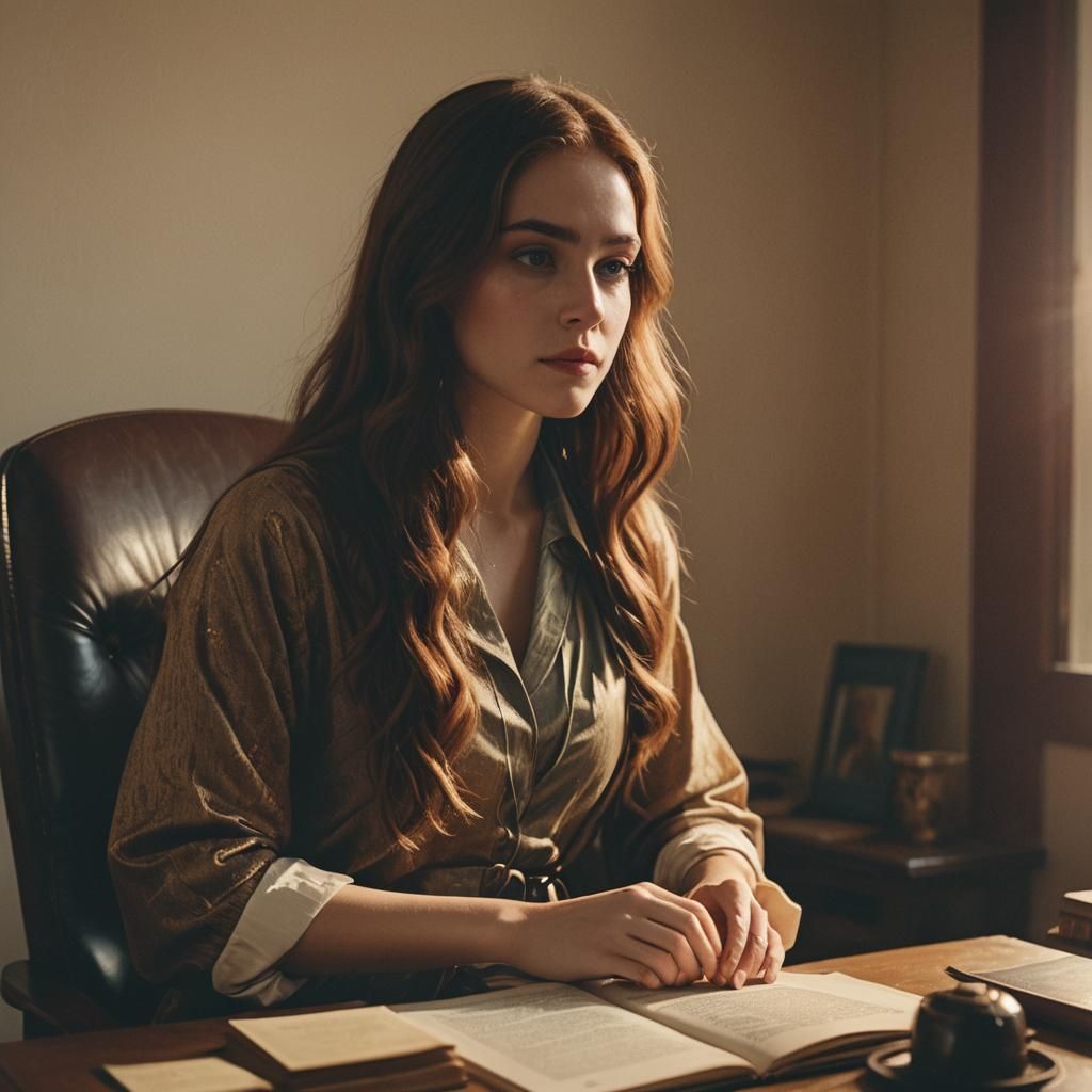 Cinematic Portrait of Woman Reading a Novel