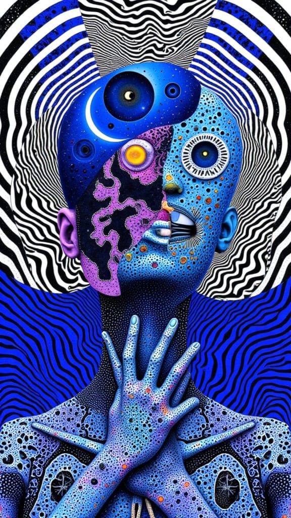 Surreal Android Collage of Emotional Struggle