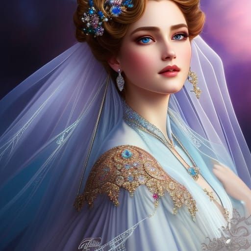 Cinderella in Art Nouveau Wedding Dress Portrait