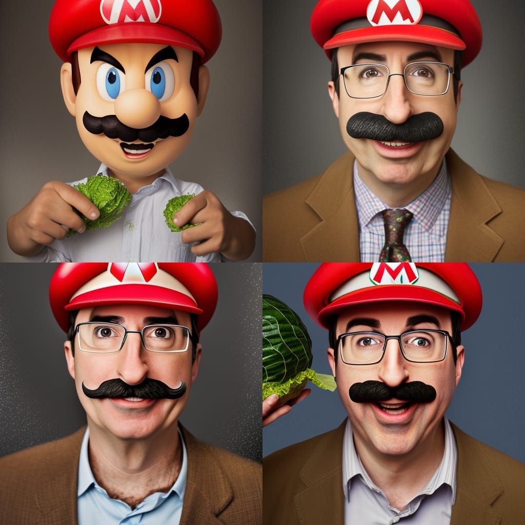 Mario Bros Portrait Kissing Cabbage, Professional Studio Pho...
