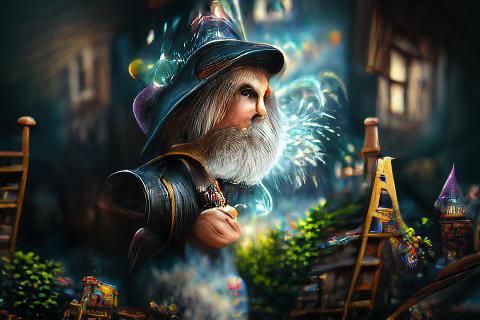 Detailed Wizard Painting in High Resolution