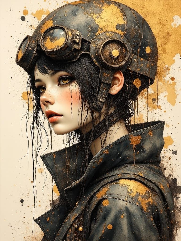 Dieselpunk Cyborg Portrait in Hyperrealistic Detail