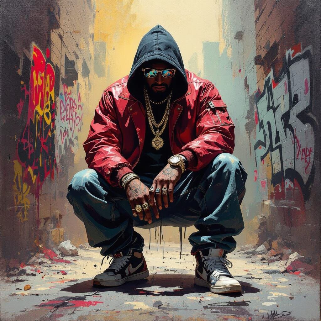 Gangsta Streetwear Art in Rich Impasto Oil Style