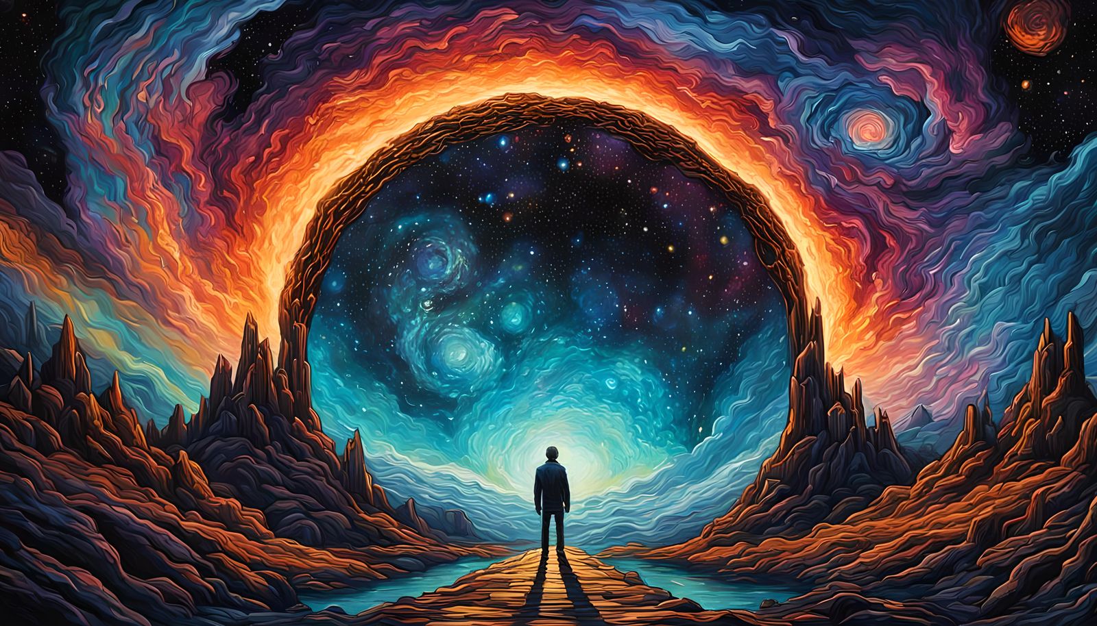 Galactic Portal in Neo-Impressionist Style