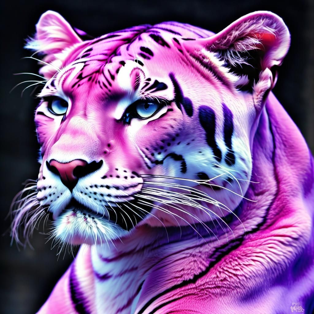 Pastel Panther Portrait in Pink and Purple Hues