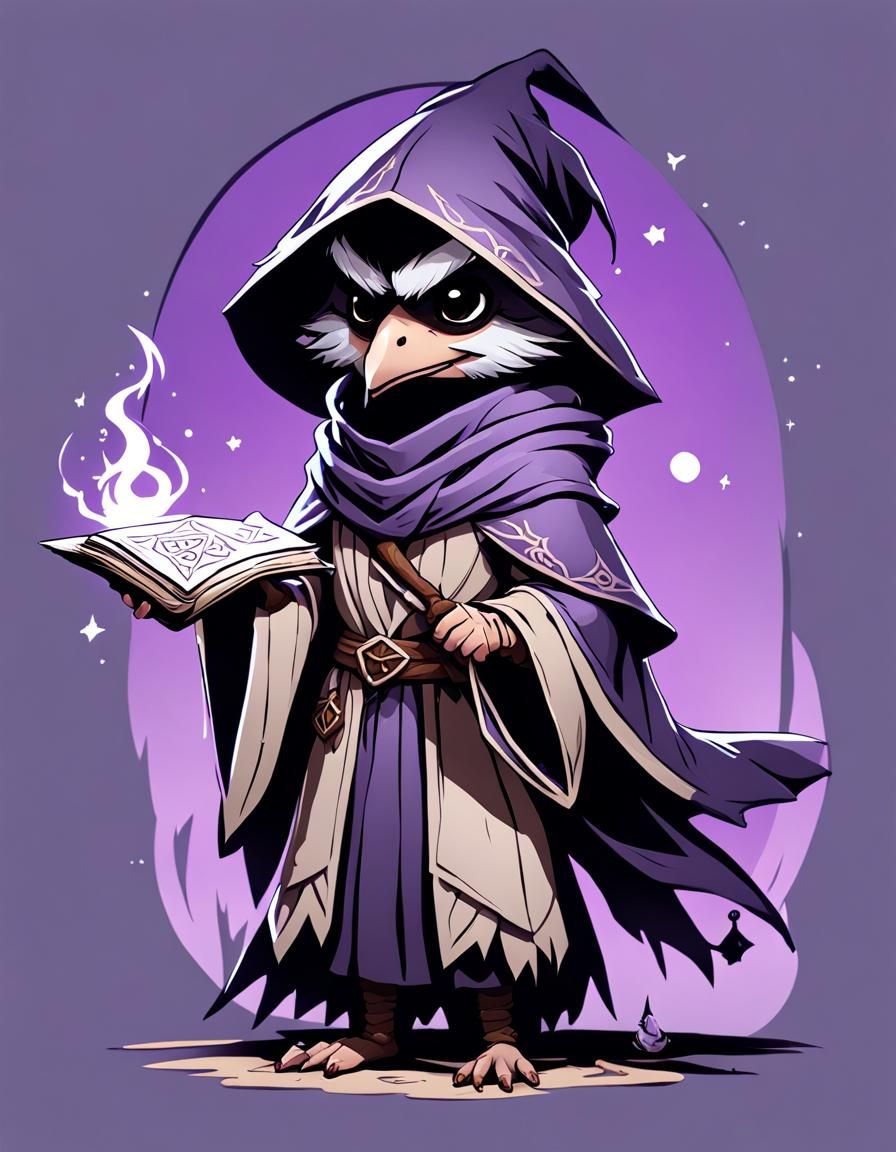 Chibi Kenku Portrait with Magic, Dungeons and Dragons Style