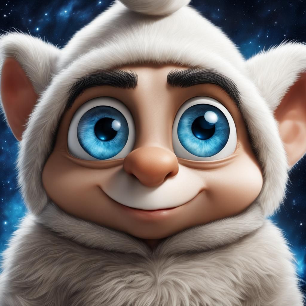 Mr. Bean Smurf Portrait in Outer Space