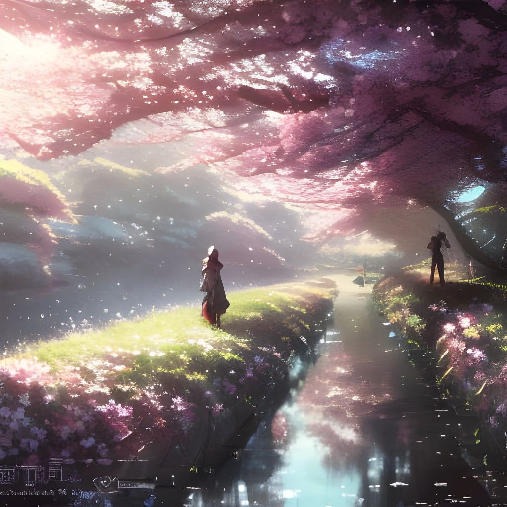 The cherry blossoms.