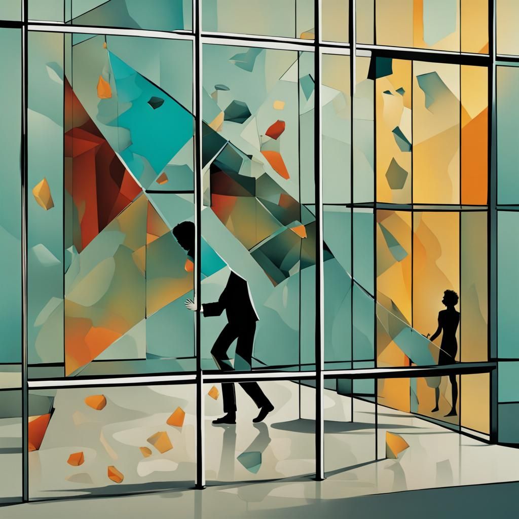 Abstract Art: Person Throwing Stone in Glass House