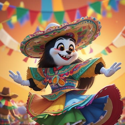 Festive Animal Fiesta in 3D Cartoon Style