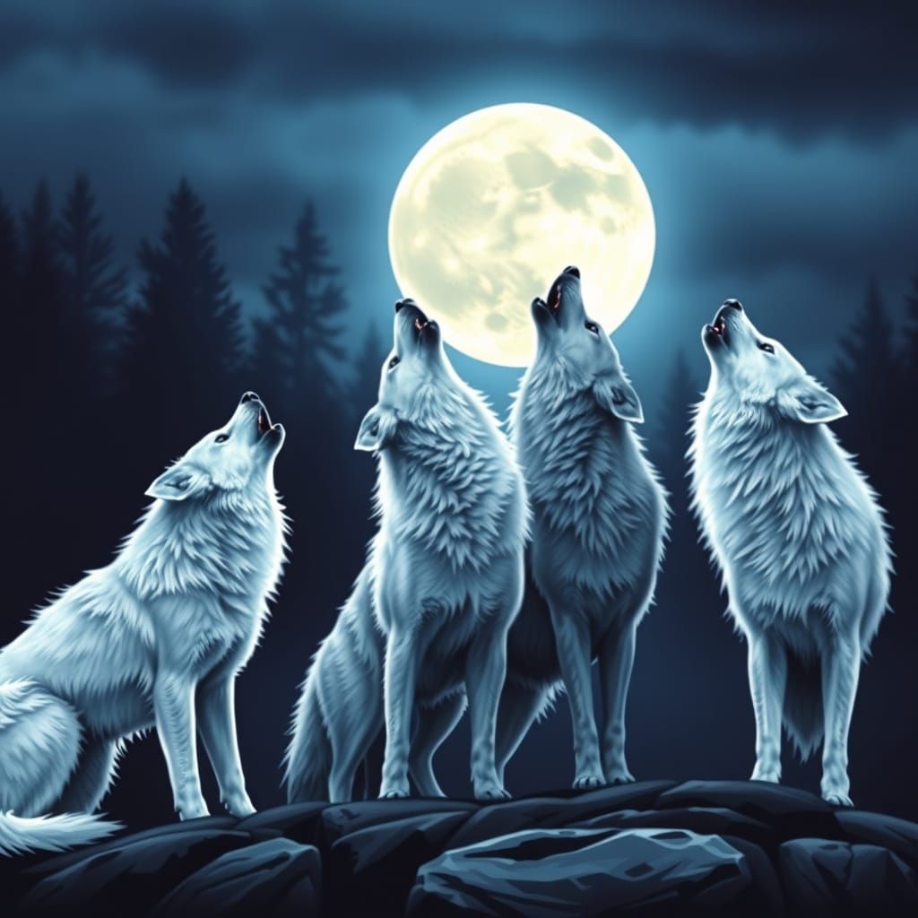 Moonlit Wolves Sing in Perfect Harmony