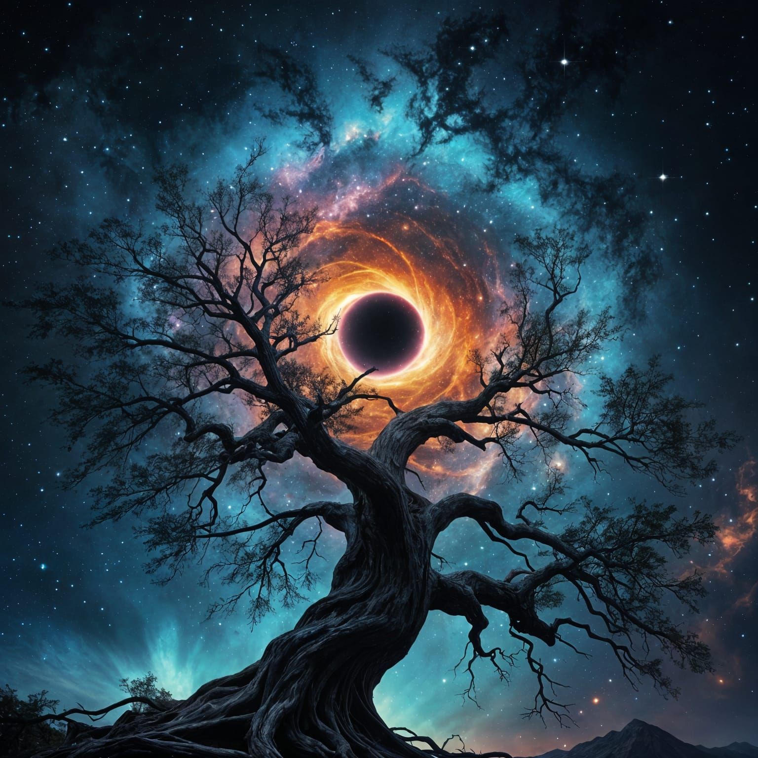 Cosmic Tree of Light Emerges From Black Hole