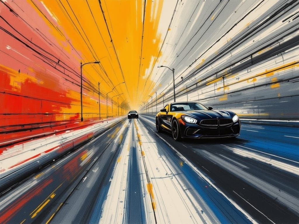 Neon Speed Lines in Modern Art