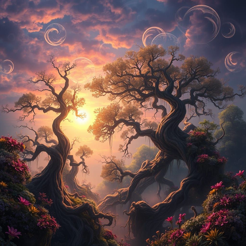 Ethereal Mystical Realm at Sunset