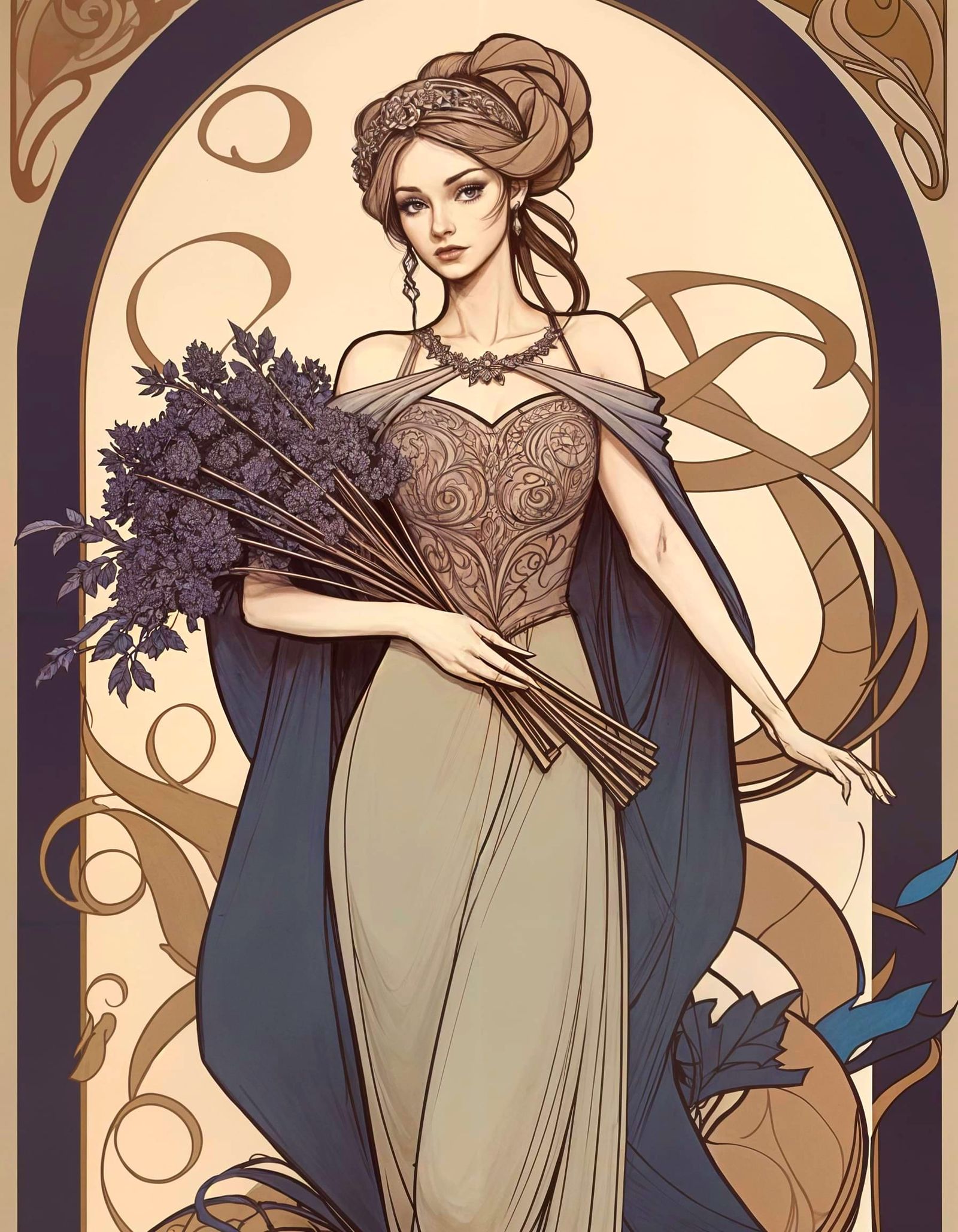 Elegant Dark Fantasy Lady with Intricate Details