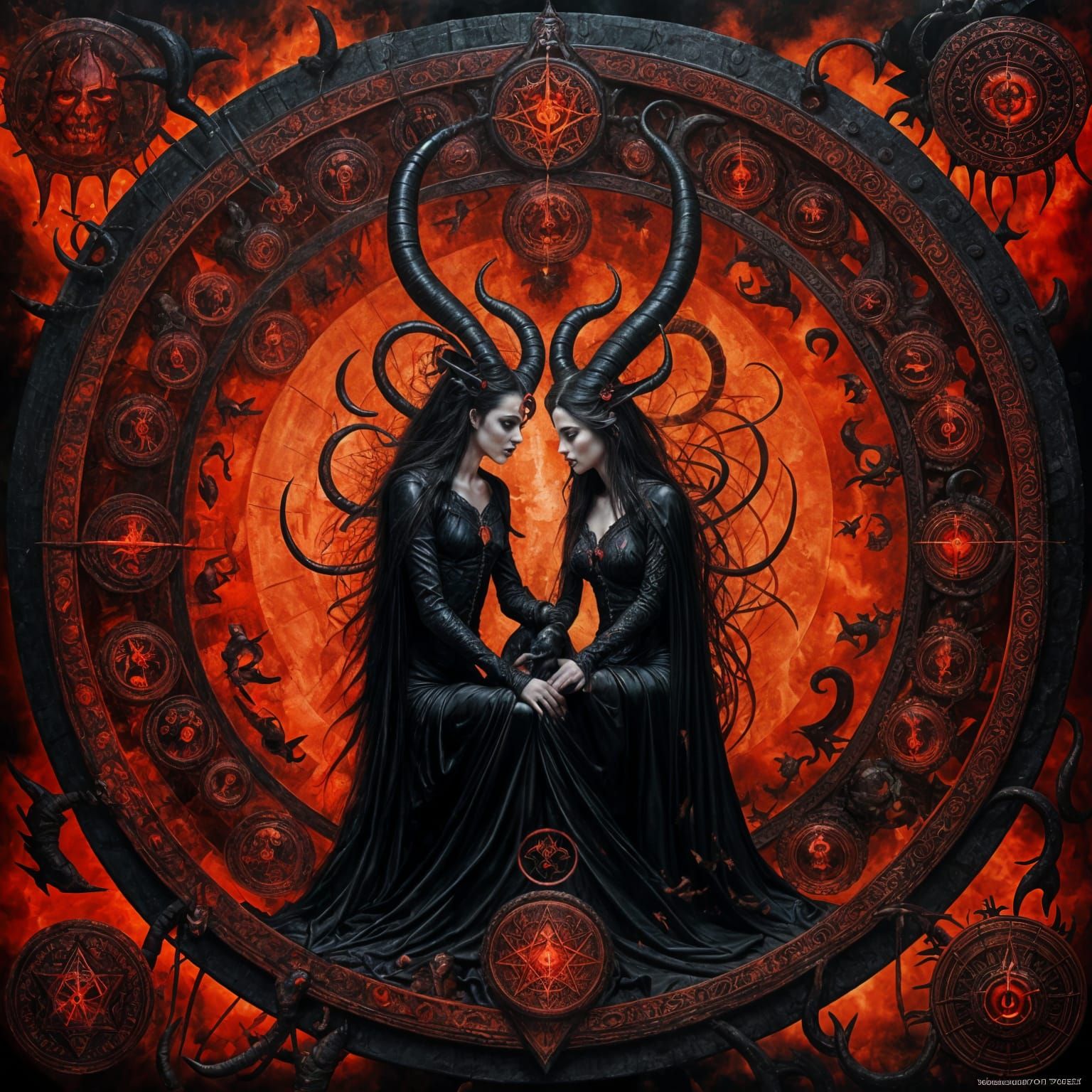 Demonic Couple in Oldschool Oil Painting Style