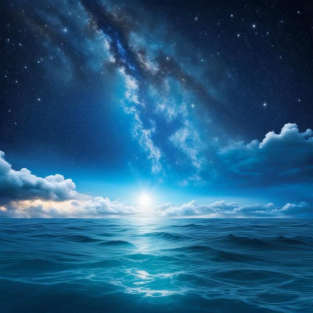 Waterworld Under Starry Skies: Divine Light