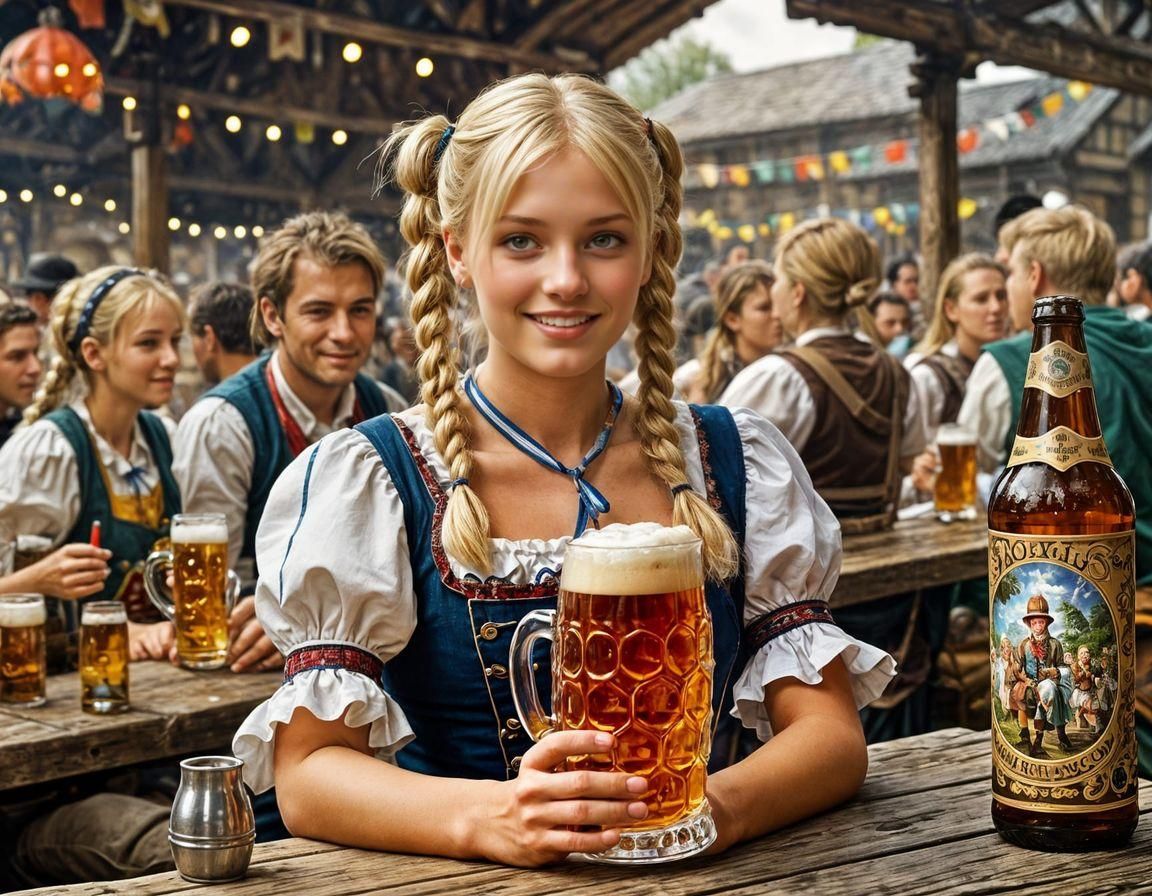 Bavarian Blonde with Beer, Festival Photo Art