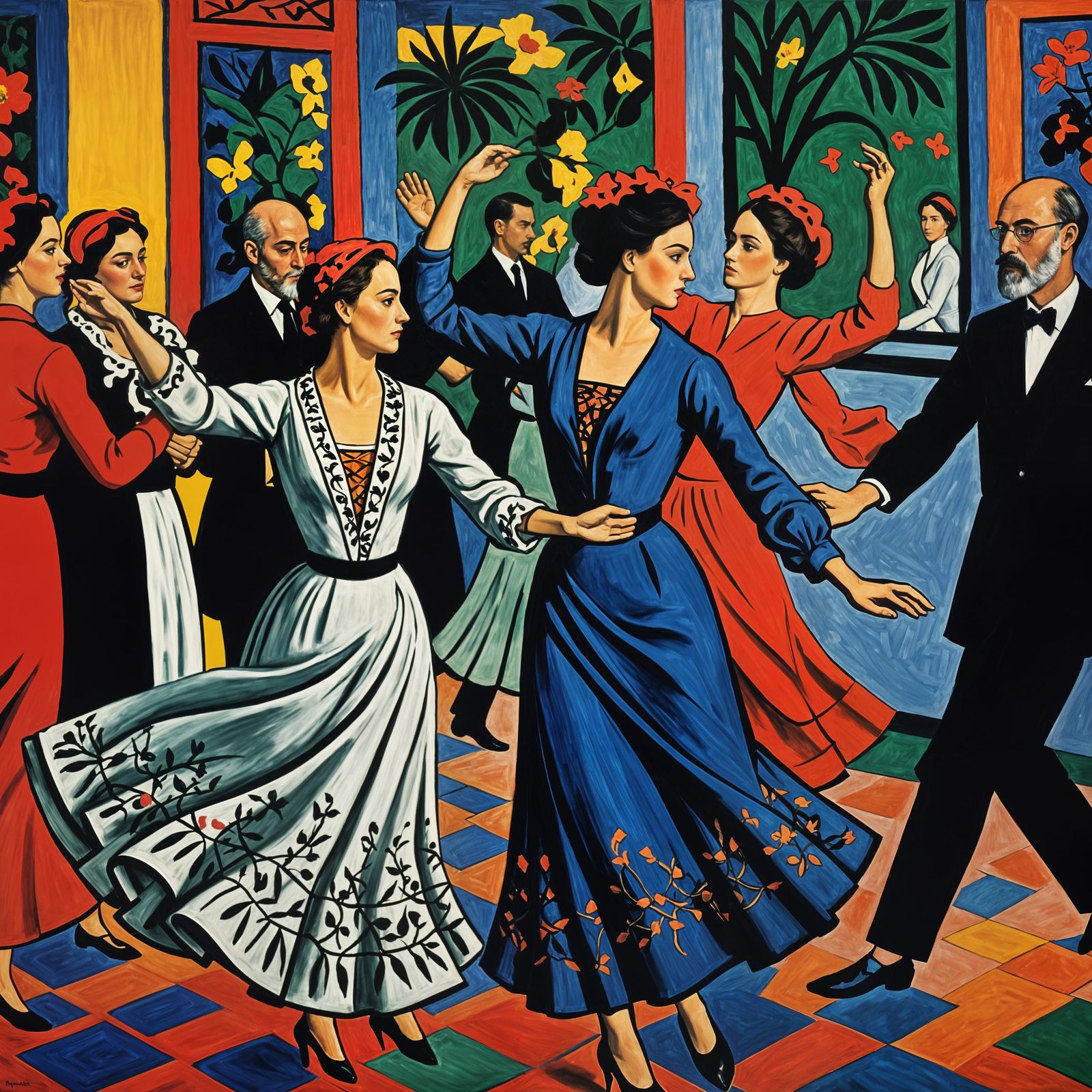 Dynamic Dance Scene in Fauvist Style
