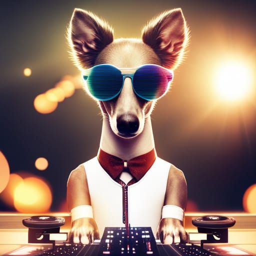 Greyhound DJ at EDM Festival in Graffiti Art Style