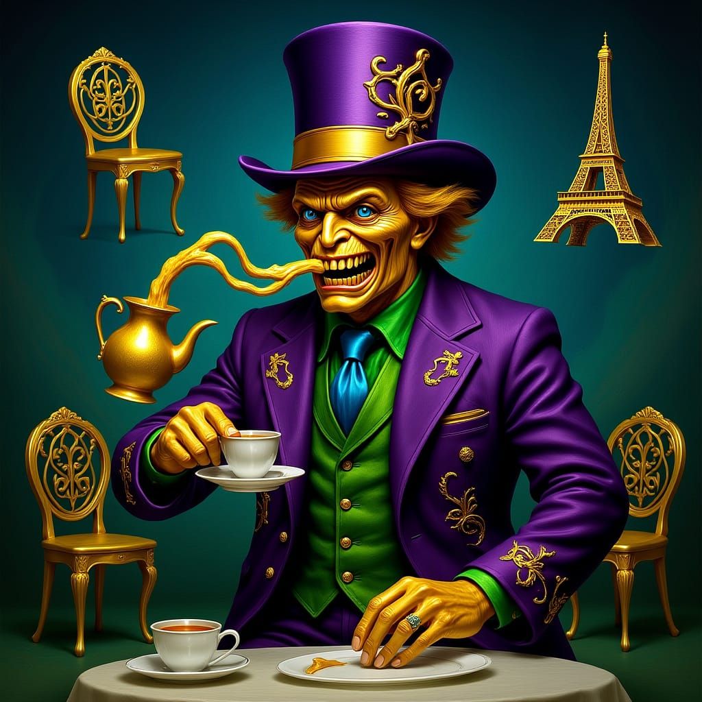Mad Hatter's Surreal Tea Party in Digital Art