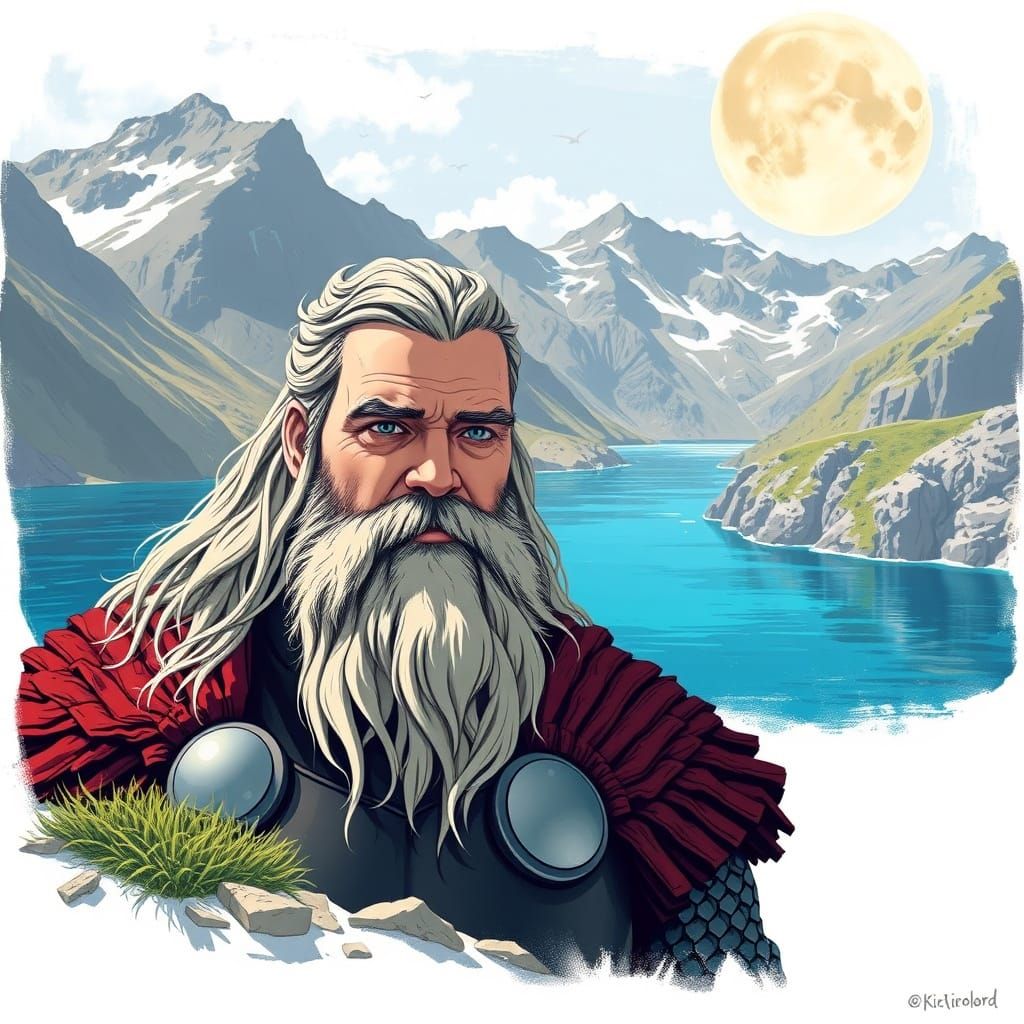 Vibrant Figures in Whimsical Landscape