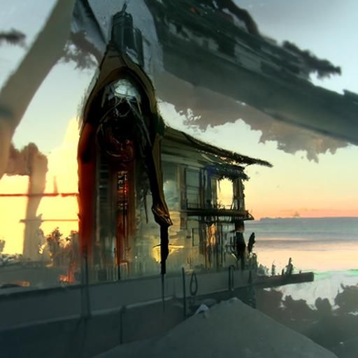 Sinister Ghostly Sunset Over the Bay