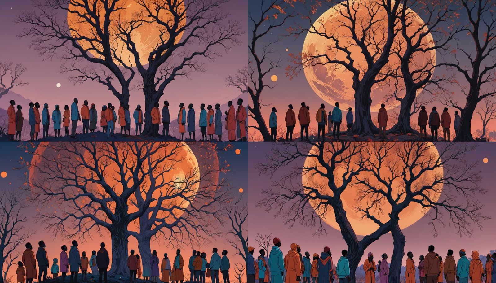 a group of people standing in front of a tree, kilian eng vi...