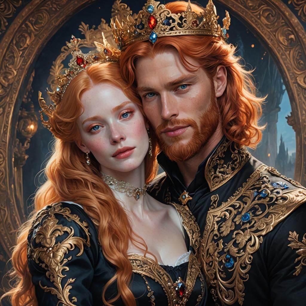 Regal Baroque Fantasy Couple in Soft Golden Light